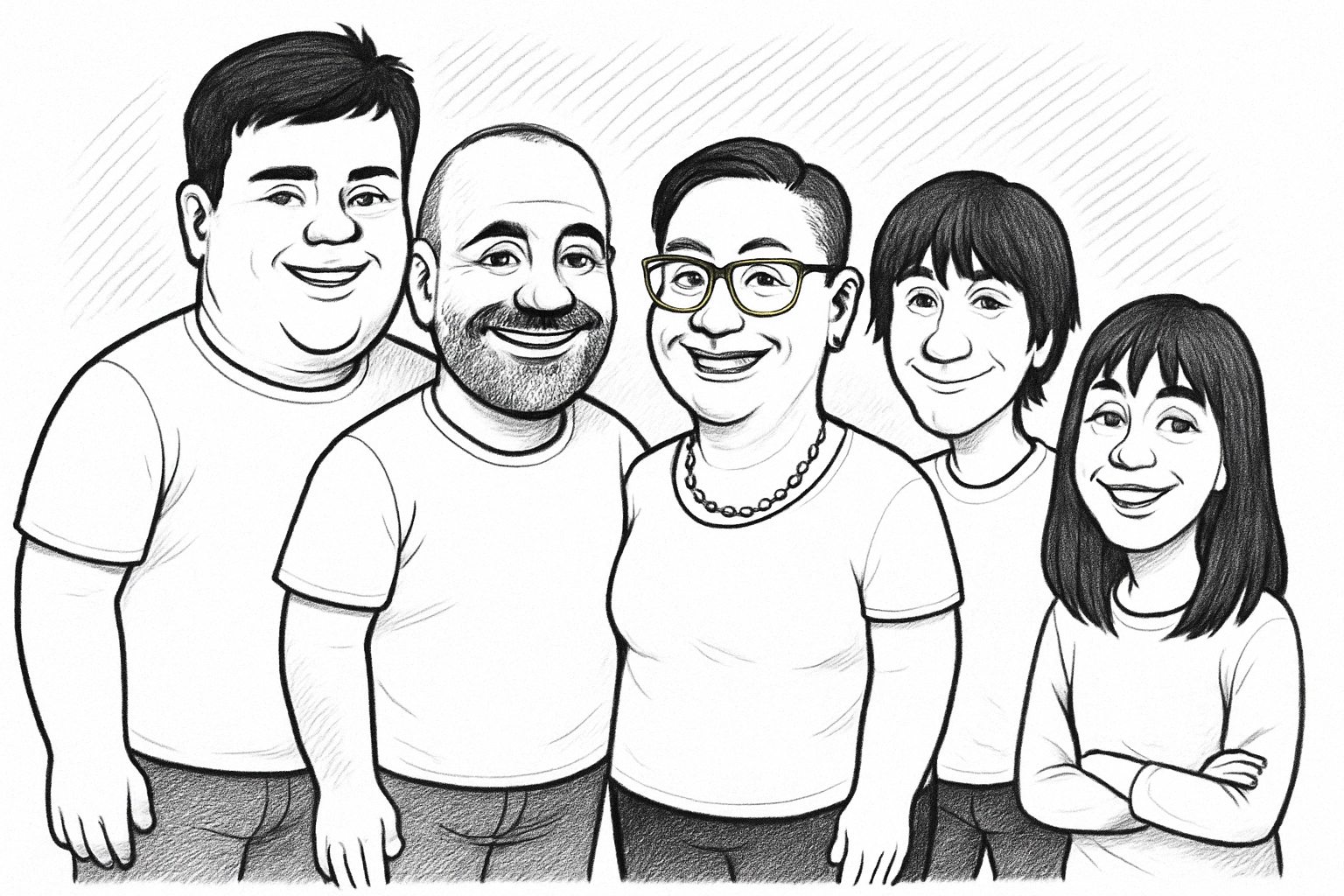 Primer družinske karikature iz fotografije